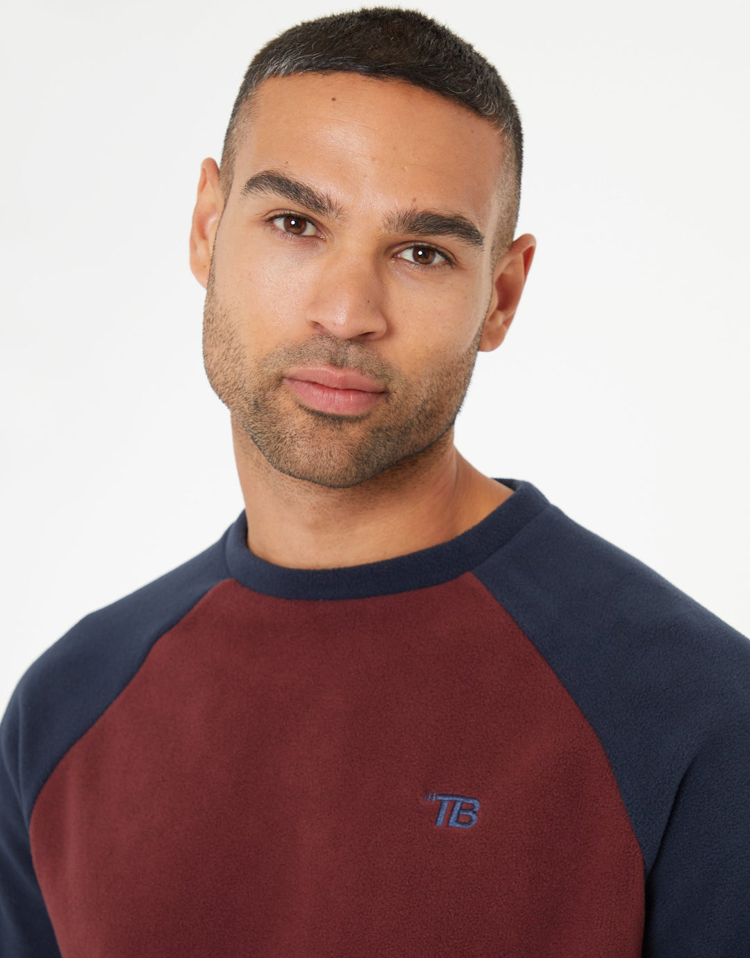 Burgundy & Navy Raglan Microfleece Crew Neck Sweatshirt