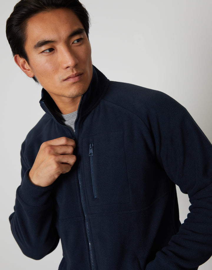 Navy Technical Zip Up Fleece