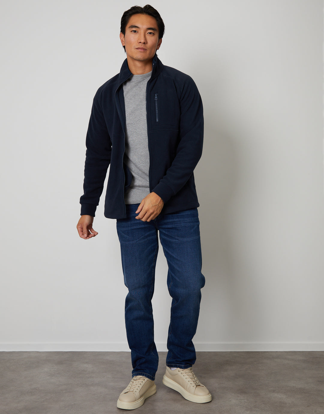 Navy Technical Zip Up Fleece