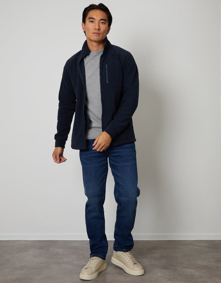 Navy Technical Zip Up Fleece