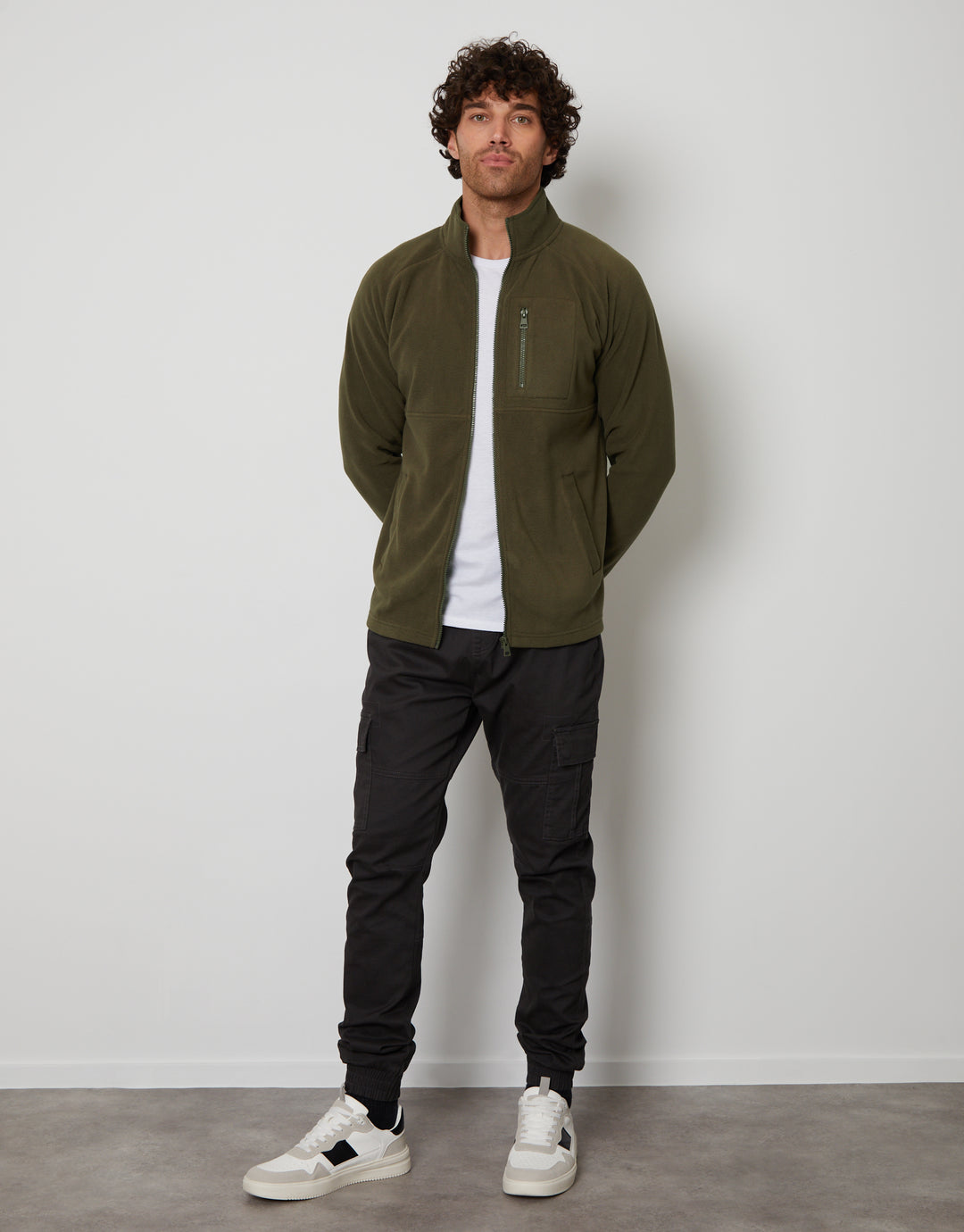 Khaki Green Technical Zip Up Fleece