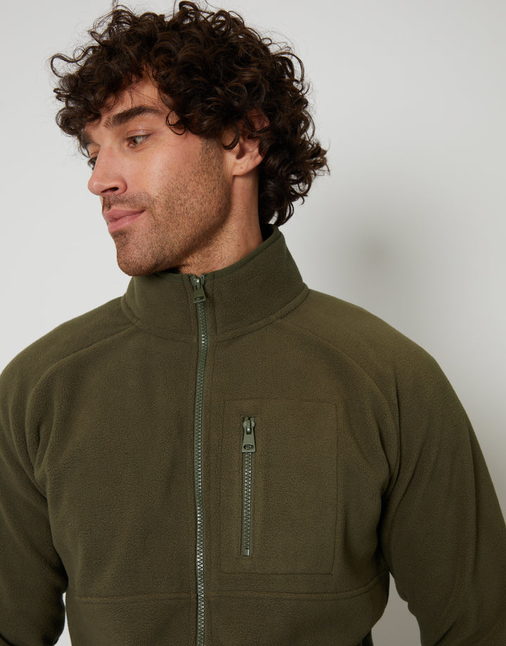 Khaki Green Technical Zip Up Fleece