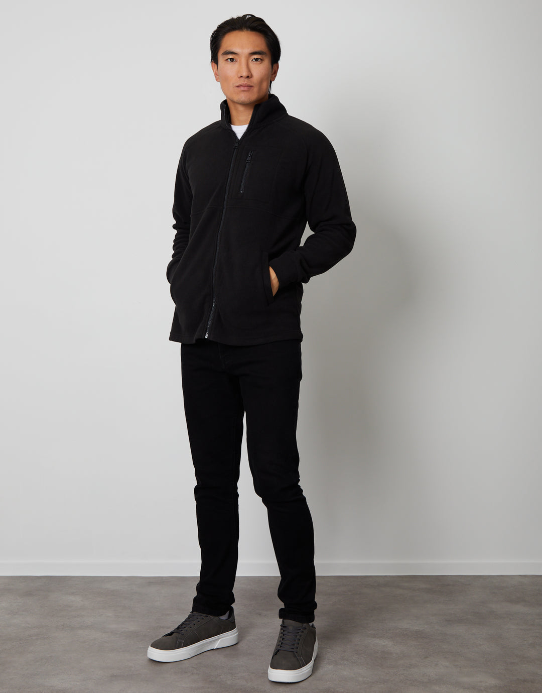 Black Technical Zip Up Fleece