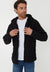 Black Waffle Textured Sherpa Lined Zip Through Hoodie