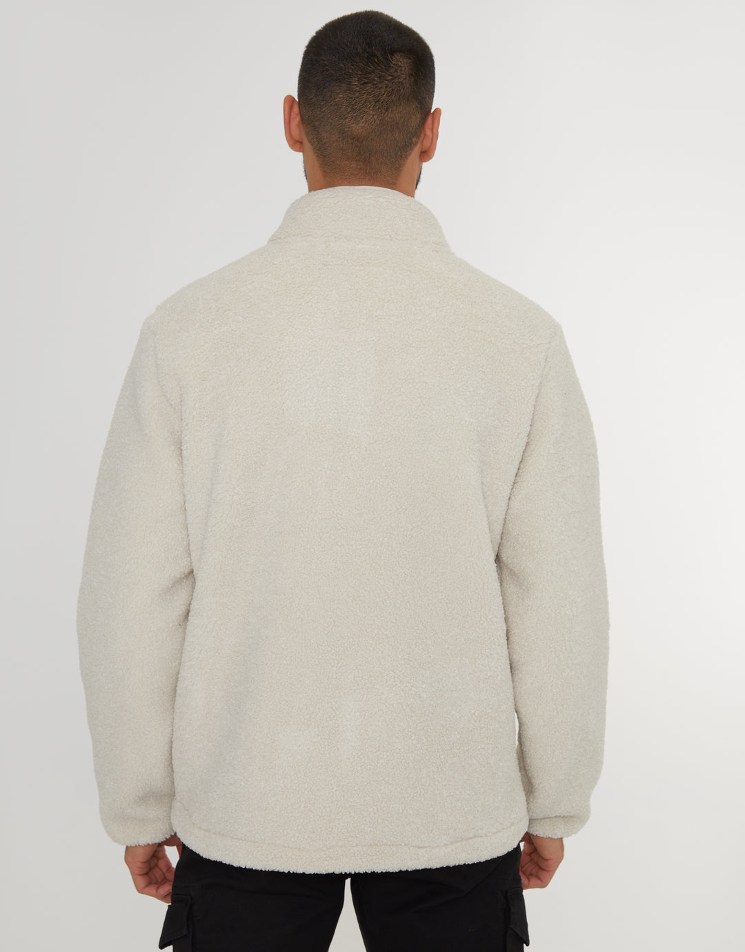 Ecru Zip Through Funnel Neck Borg Fleece