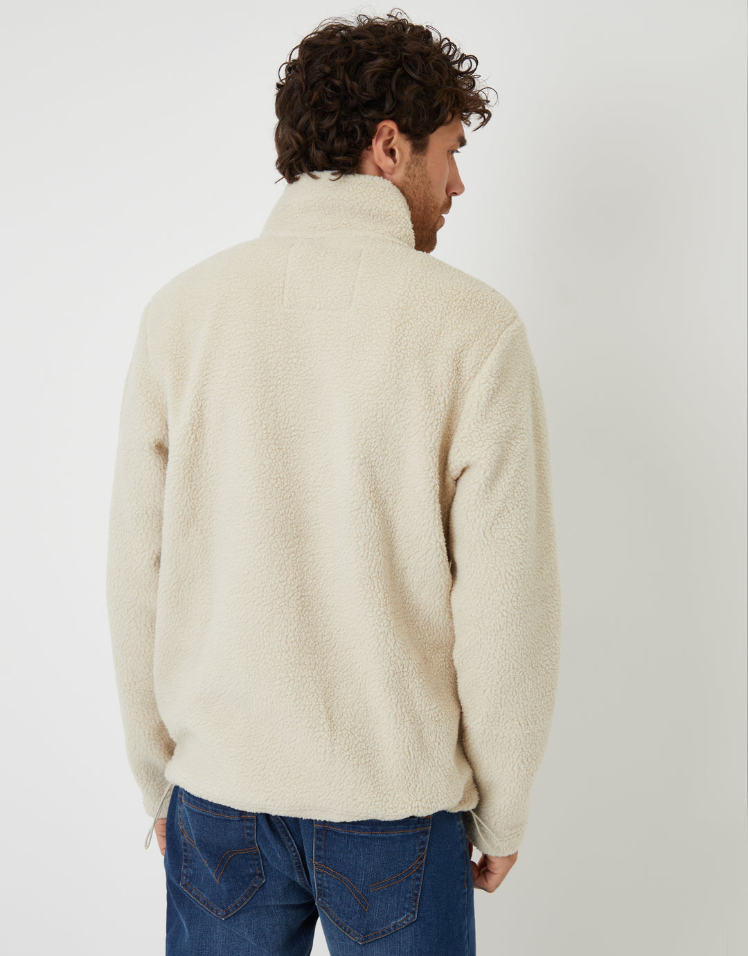 Stone Quarter Zip Borg Sweatshirt