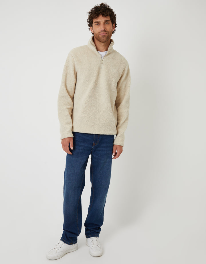 Stone Quarter Zip Borg Sweatshirt