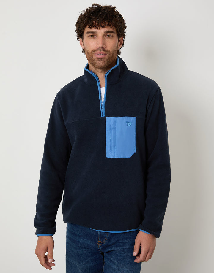 Navy Microfleece Quarter Zip Sweatshirt