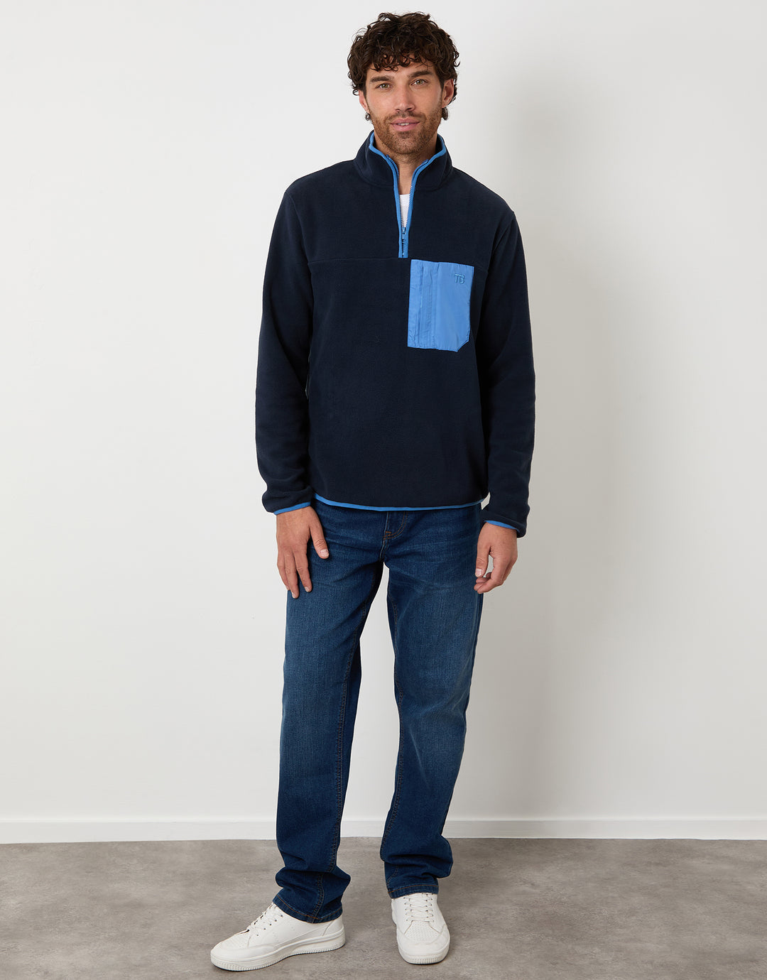 Navy Microfleece Quarter Zip Sweatshirt