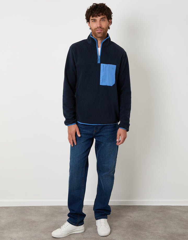 Navy Microfleece Quarter Zip Sweatshirt