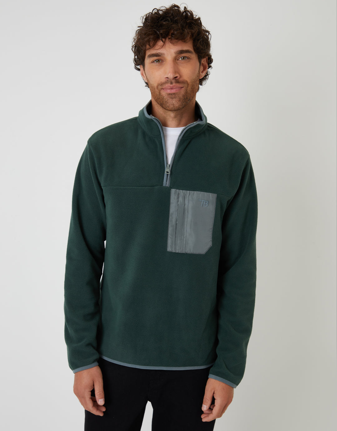 Forest Green Microfleece Quarter Zip Sweatshirt