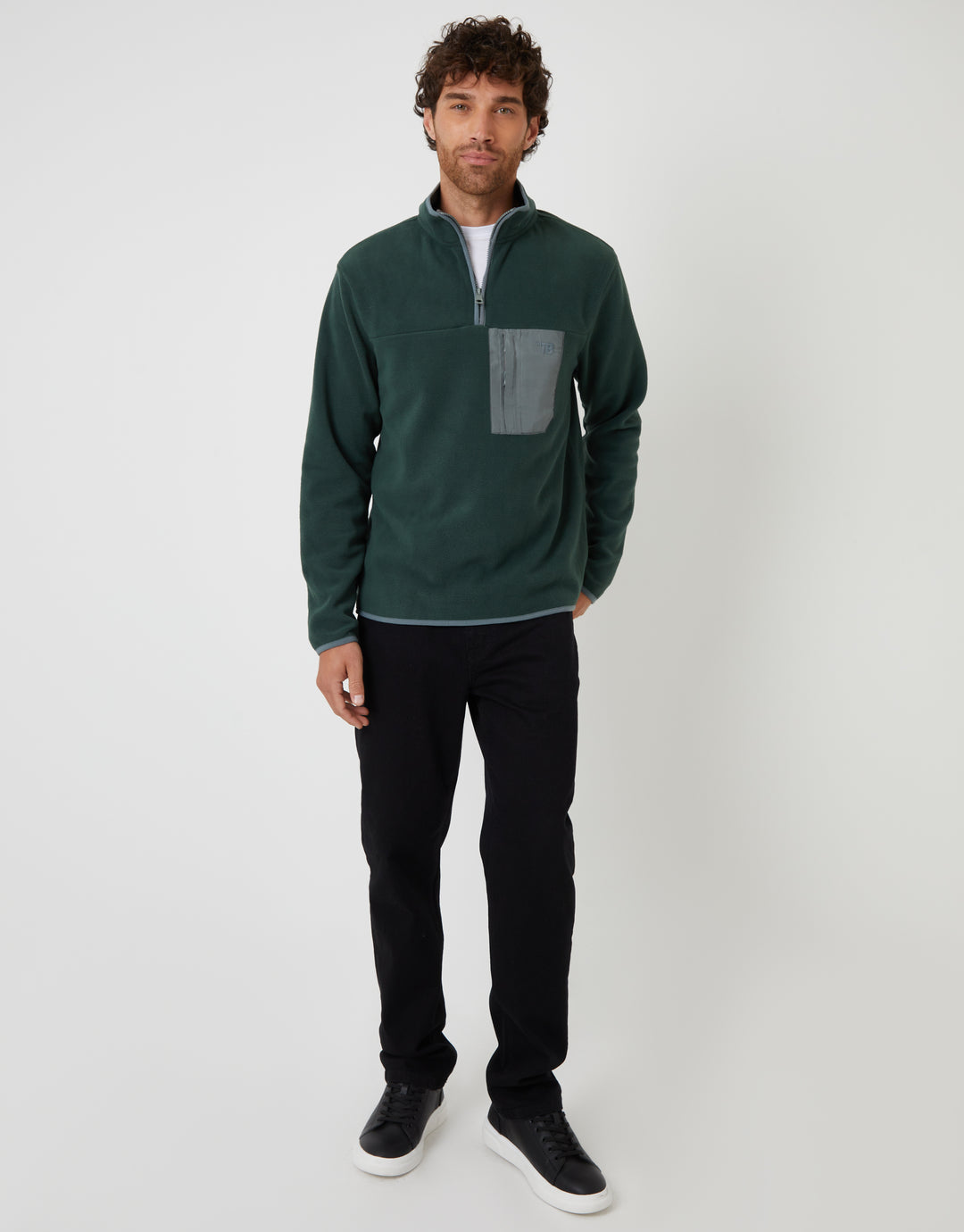 Forest Green Microfleece Quarter Zip Sweatshirt
