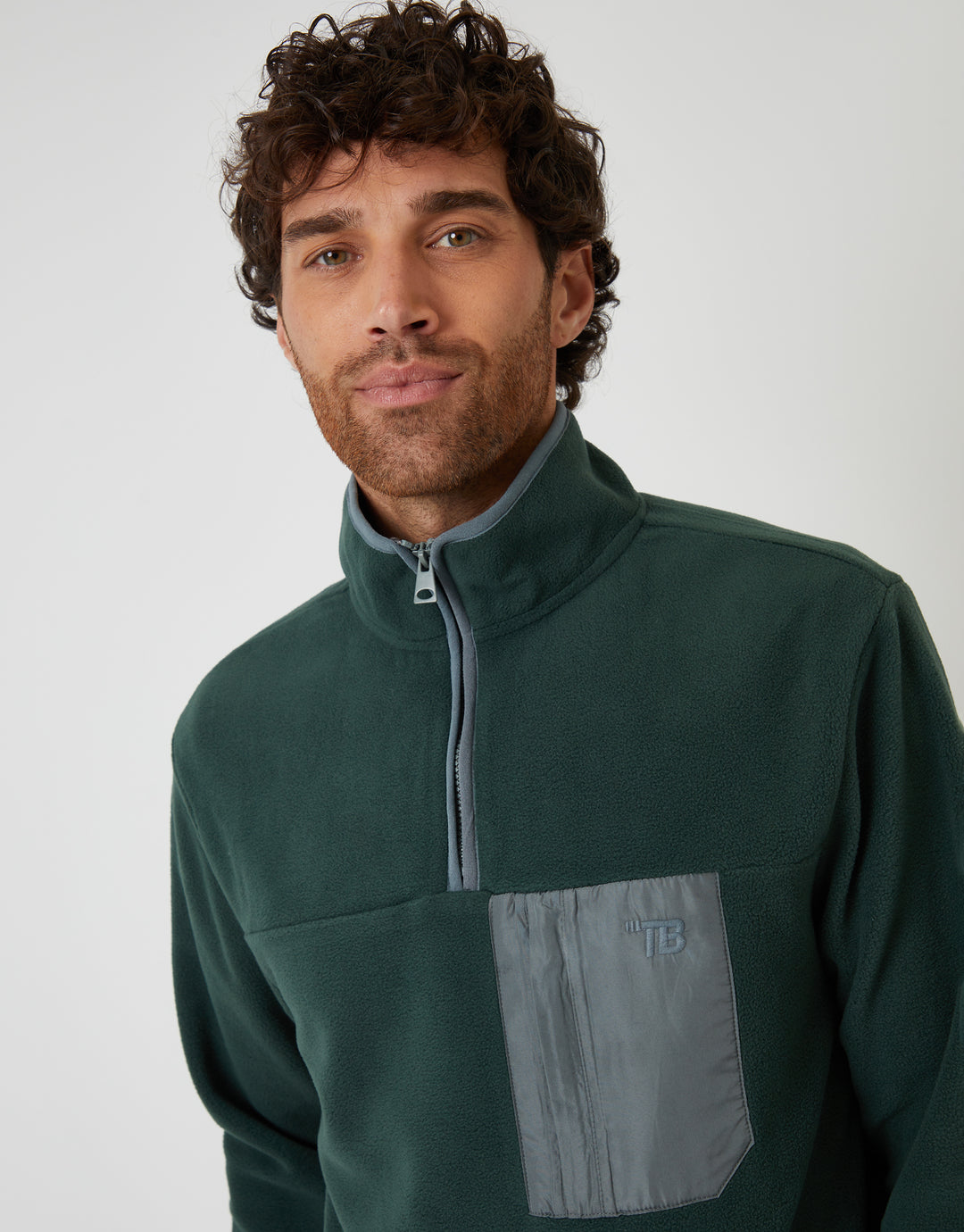 Forest Green Microfleece Quarter Zip Sweatshirt