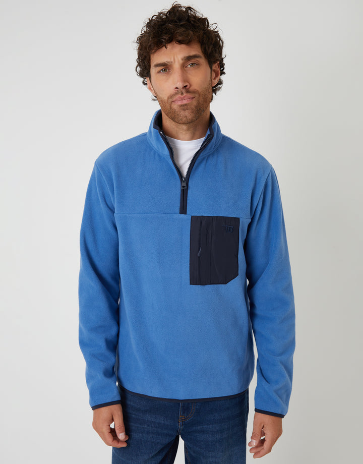 Cobalt Blue Microfleece Quarter Zip Sweatshirt