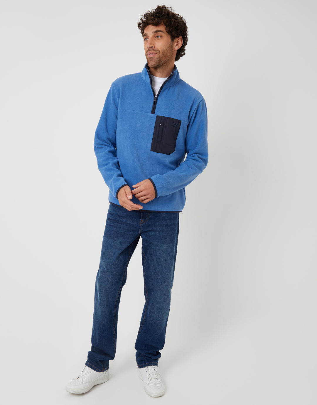 Cobalt Blue Microfleece Quarter Zip Sweatshirt