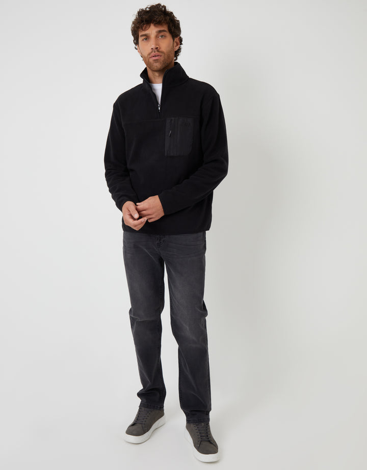 Black Microfleece Quarter Zip Sweatshirt