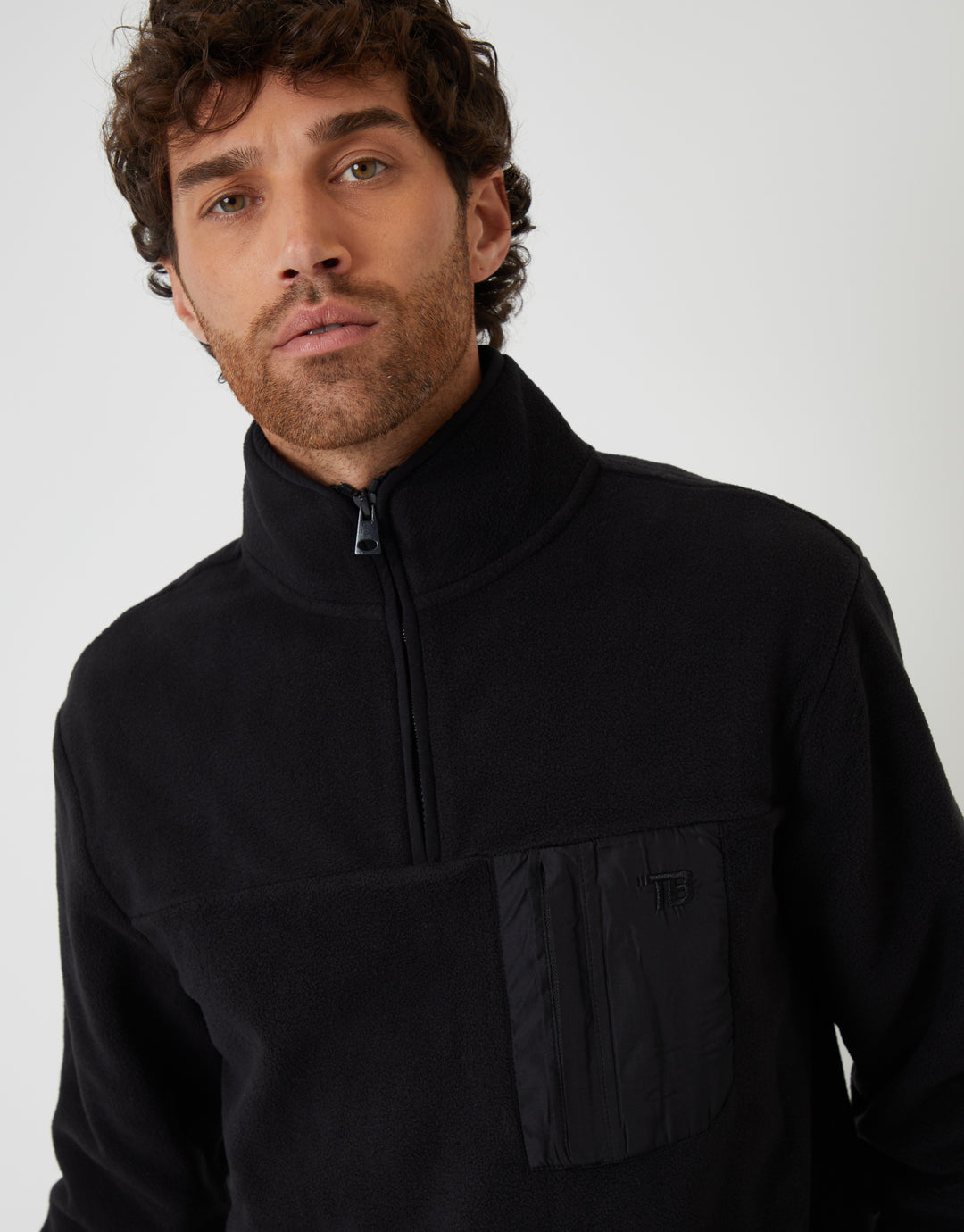 Black Microfleece Quarter Zip Sweatshirt