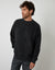 Relaxed Fit Crew Neck Borg Sweatshirt in Black