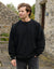Black Relaxed Fit Crew Neck Borg Sweatshirt