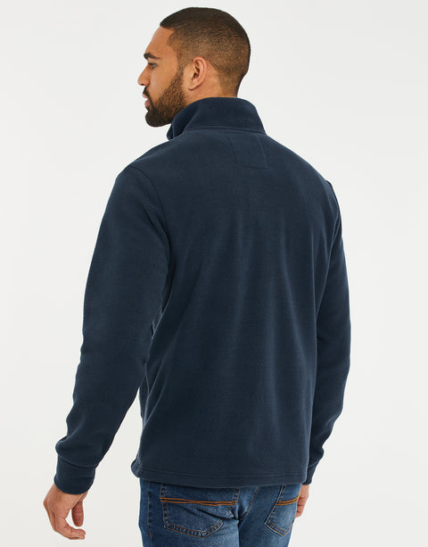 Threadbare Onion Quilted Quarter Zip Fleece in Navy - back view