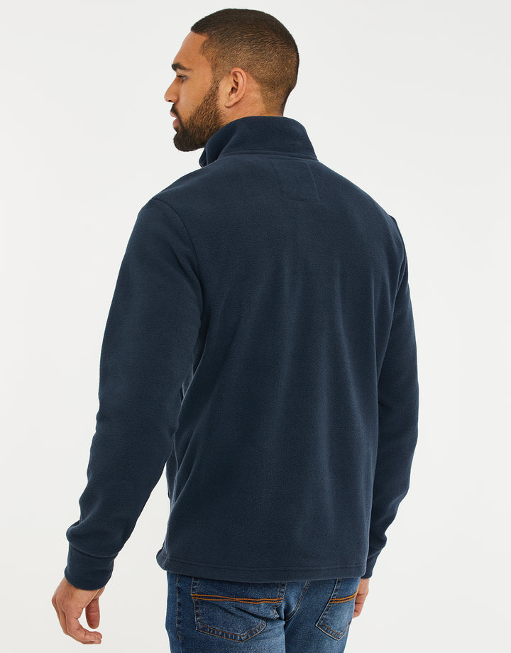 Threadbare Onion Quilted Quarter Zip Fleece in Navy - back view