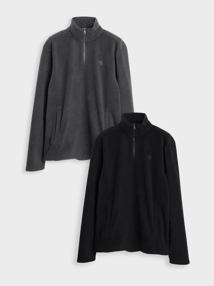 Black & Slate Grey Quarter Zip Microfleece Sweatshirts (2 Pack)