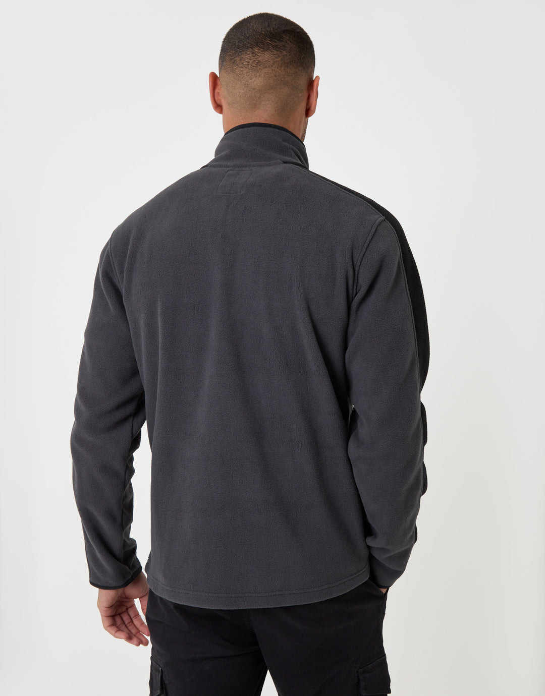Contrast Sleeve Micro Fleece in Charcoal