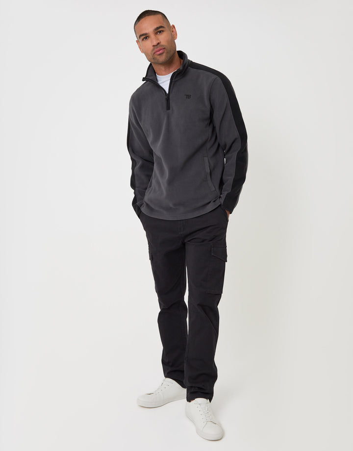 Contrast Sleeve Micro Fleece in Charcoal