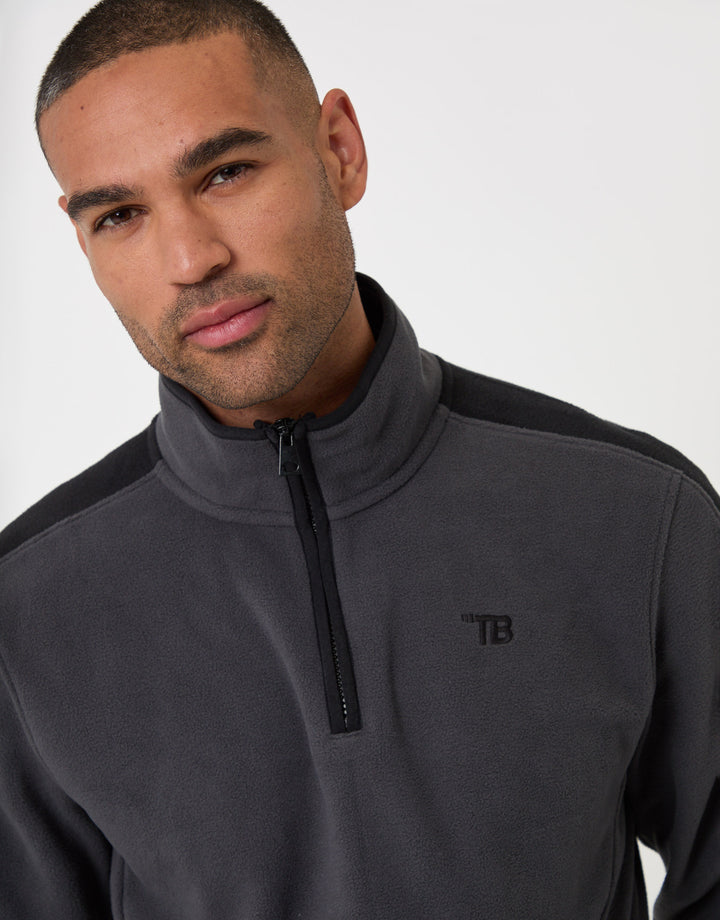 Contrast Sleeve Micro Fleece in Charcoal