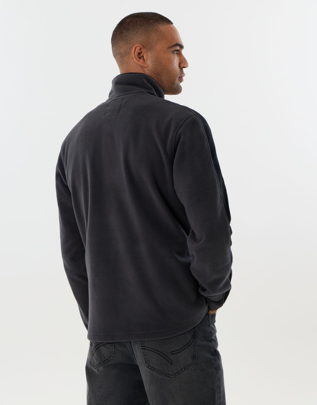 Contrast Sleeve Micro Fleece in Charcoal
