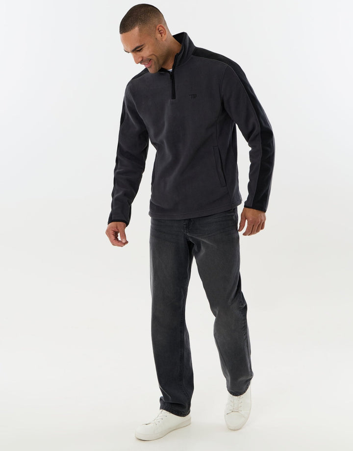 Contrast Sleeve Micro Fleece in Charcoal