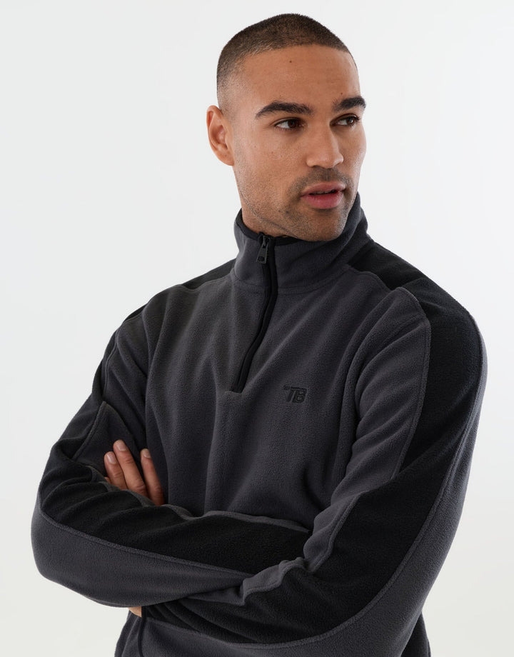 Contrast Sleeve Micro Fleece in Charcoal