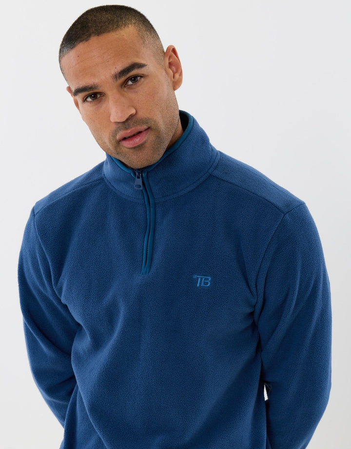 Quarter Zip Fitness Fleece in Denim Blue