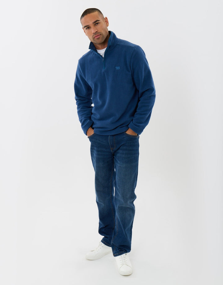 Quarter Zip Fitness Fleece in Denim Blue
