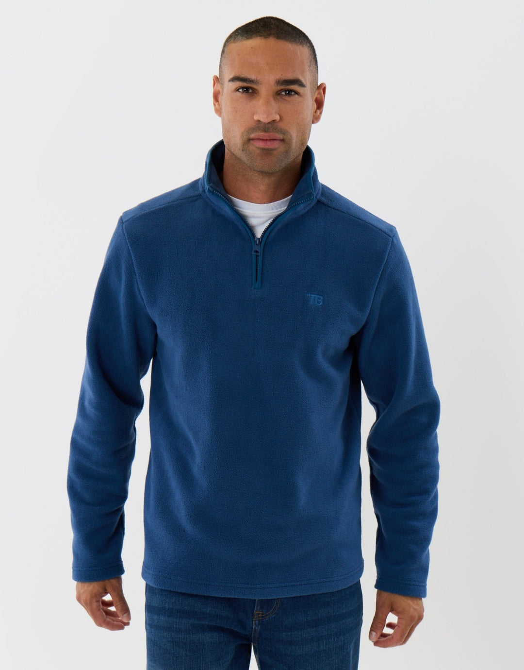 Quarter Zip Fitness Fleece in Denim Blue