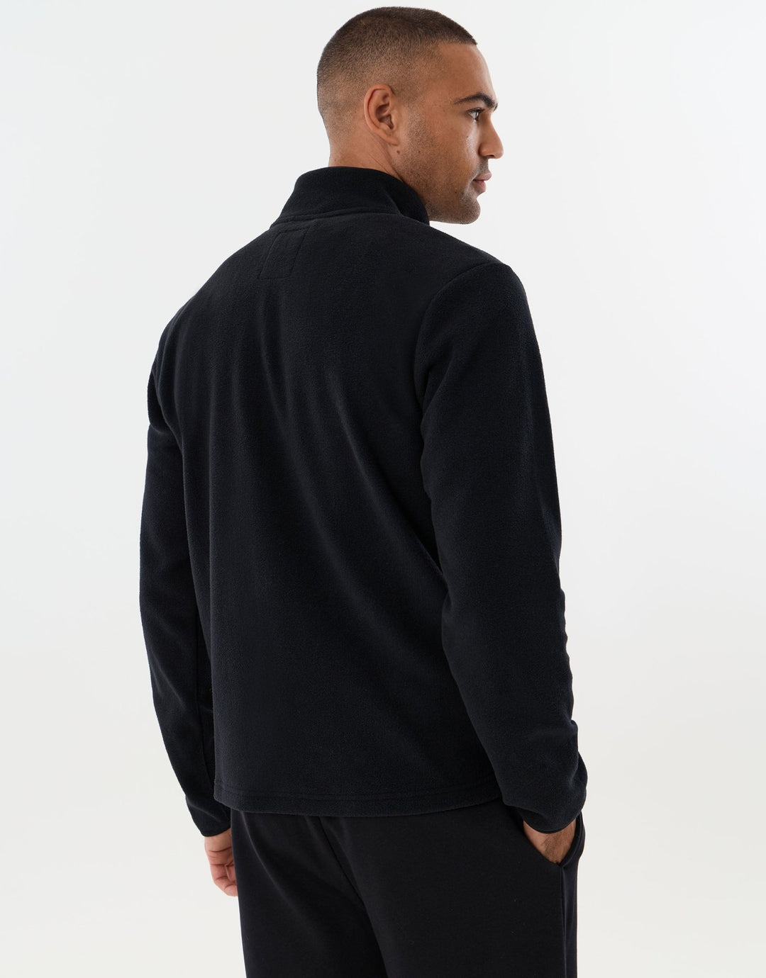 Zip Through Funnel Neck Micro Fleece in Black