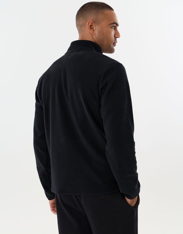 Zip Through Funnel Neck Micro Fleece in Black