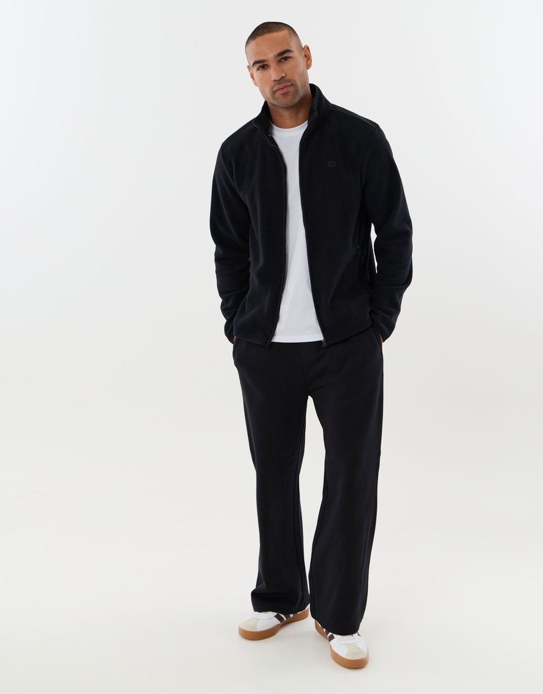 Zip Through Funnel Neck Micro Fleece in Black