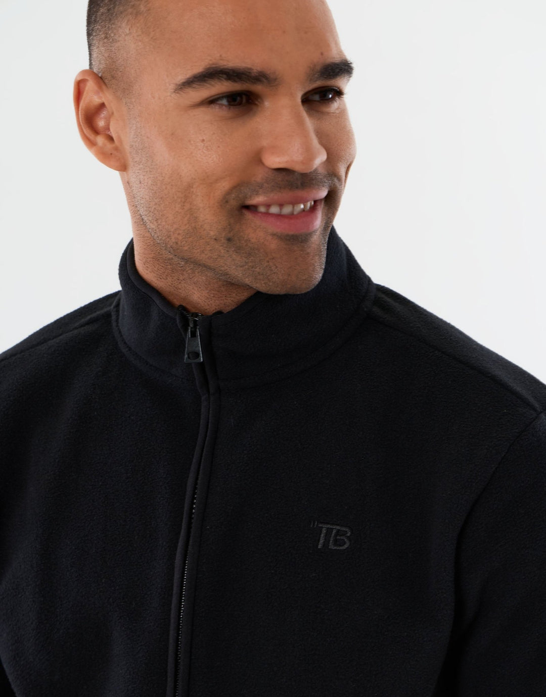 Zip Through Funnel Neck Micro Fleece in Black