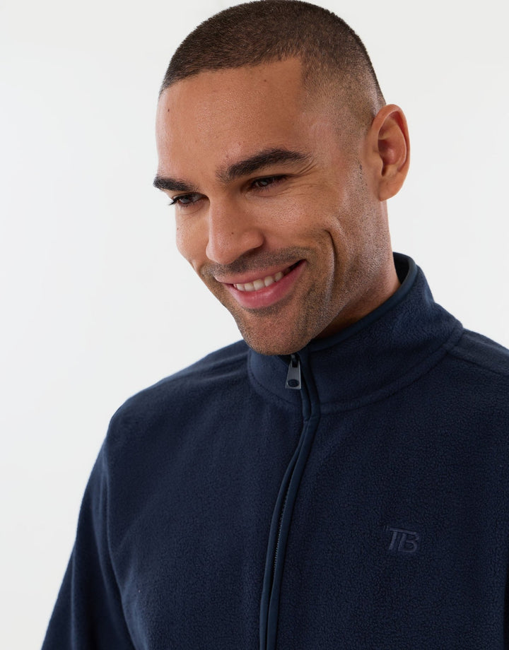 Zip Through Funnel Neck Micro Fleece in Navy