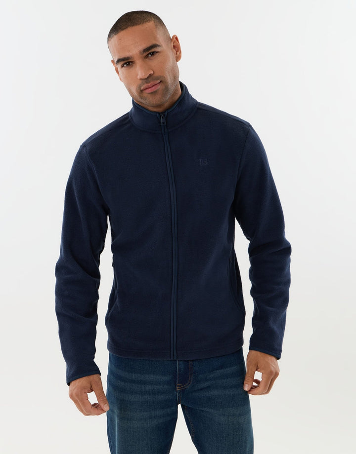 Zip Through Funnel Neck Micro Fleece in Navy