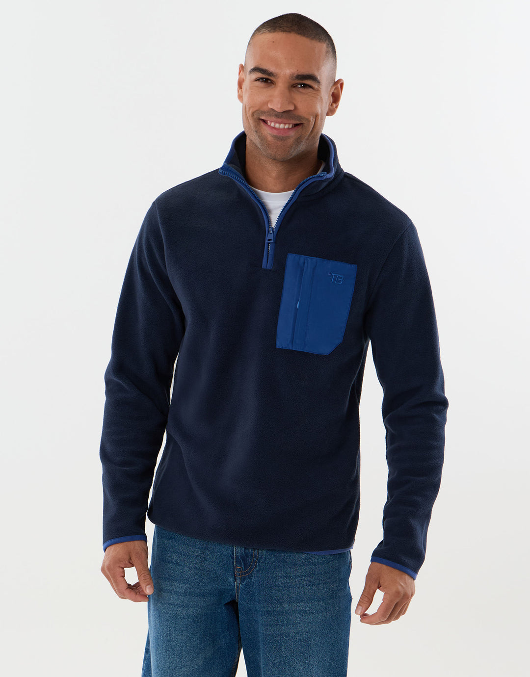 Quarter Zip Fitness Fleece with Pocket in Navy