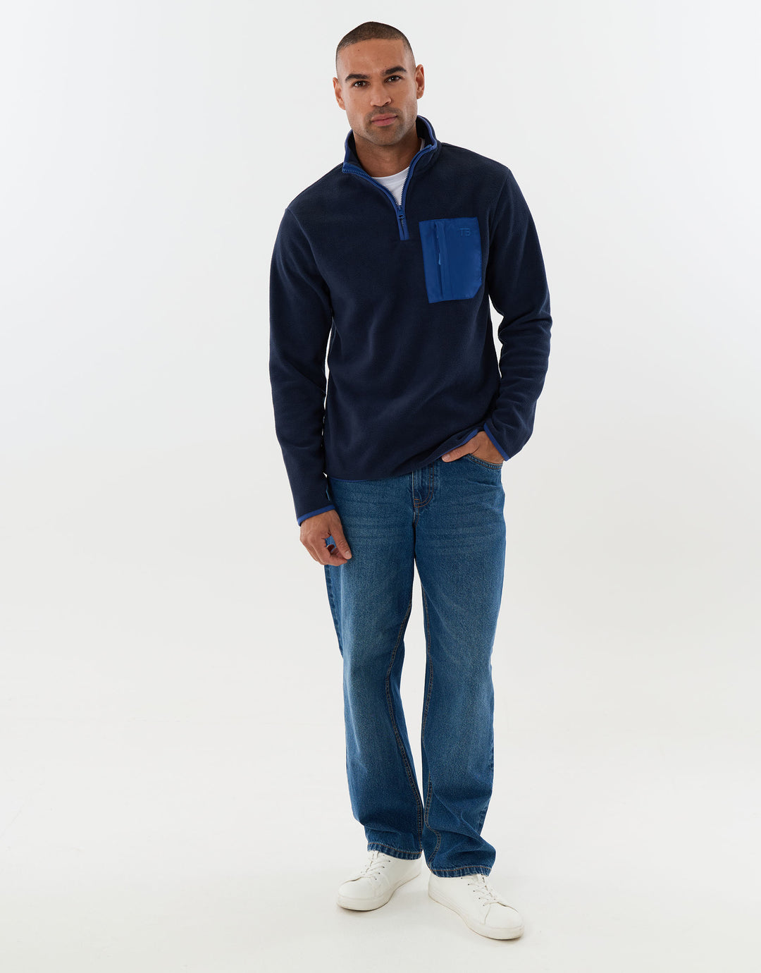 Quarter Zip Fitness Fleece with Pocket in Navy