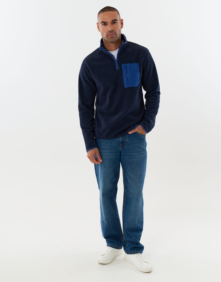 Quarter Zip Fitness Fleece with Pocket in Navy