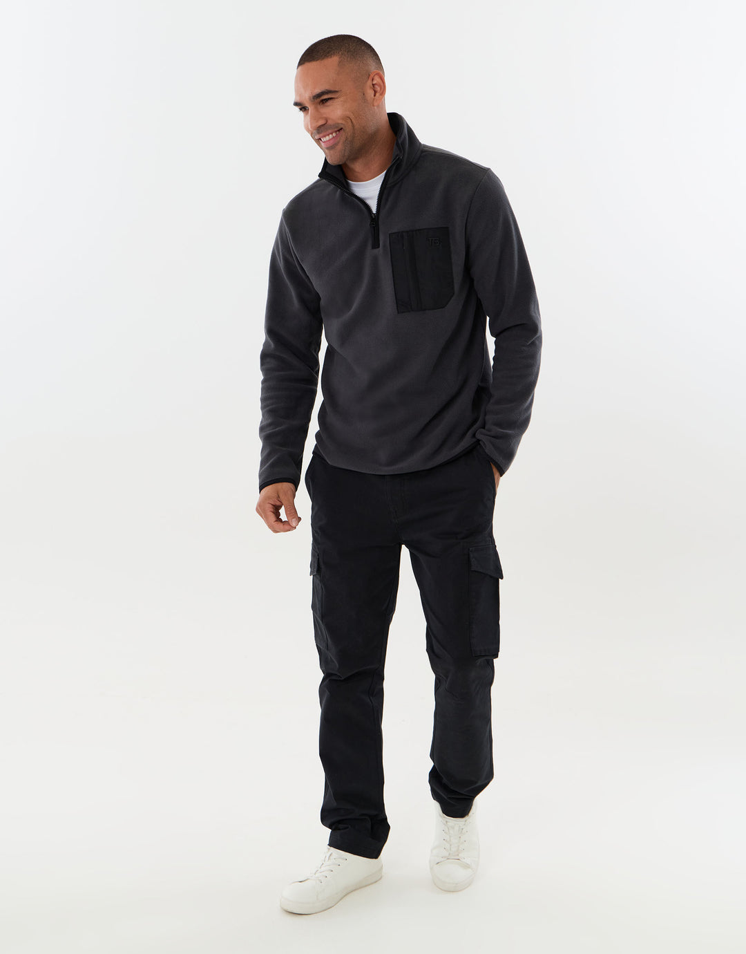 Quarter Zip Fitness Fleece with Pocket in Slate Grey