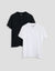 2 Pack Cotton Grandad Collar T-Shirts in Black & White