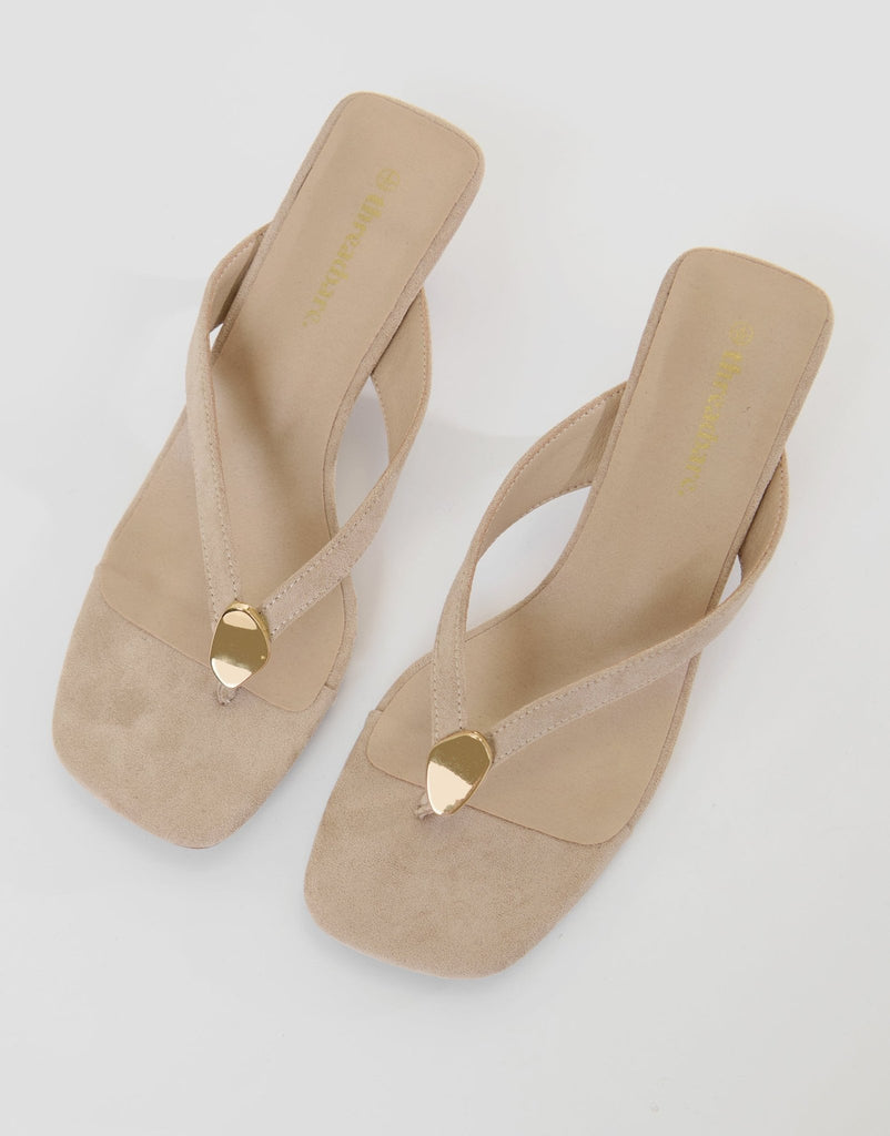 Toe Post Kitten Heels Ecru
