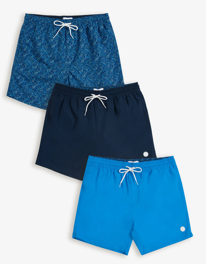 Blue Mix Swim Shorts (3 Pack)