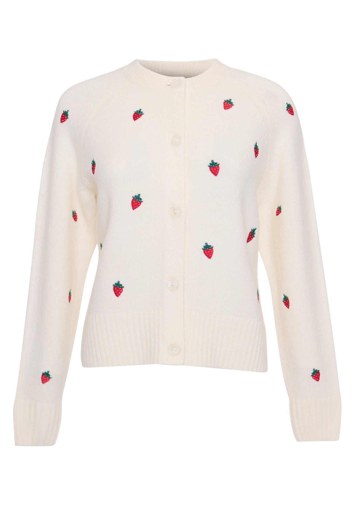 Threadbare Women's Strawberry Embroidery Cardigan in Cream