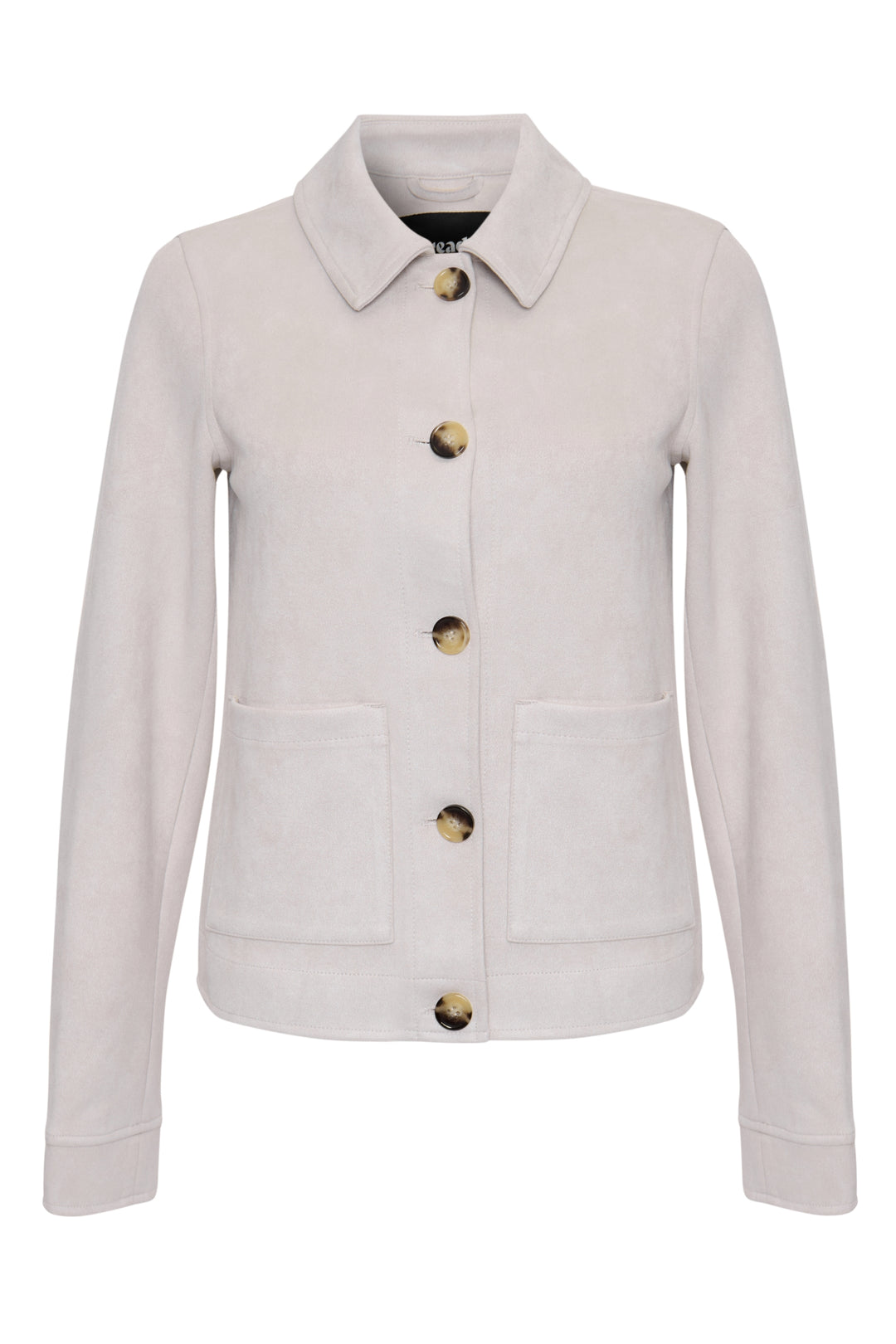 Threadbare Yoke Detail Suedette Shacket in Ecru - flat lay